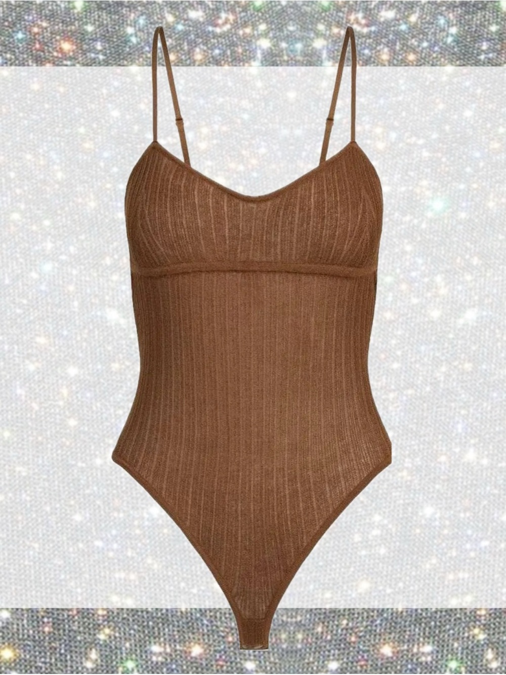 SKIMS Sheer Knit Cami Bodysuit in Bison size S NWT!